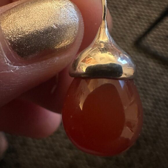 Geegee Carnelian Natural Stone Bell Hook Earring in Sterling Silver - Picture 4 of 5